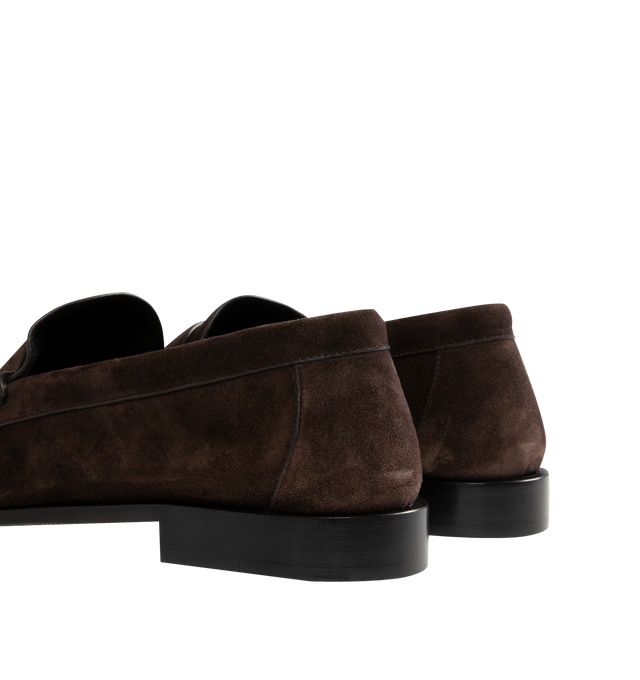 Image 3 of 4 - BROWN - SAINT LAURENT Le Loafer featuring supple penny loafers decorated with the cassandre, a hand-stitched moc toe and leather sole. 95% calfskin, 5% brass. Made in Italy.
