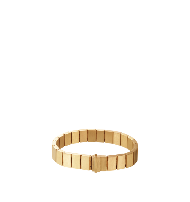 Image 1 of 2 - GOLD - Eli Halili Gold Watch Link Bracelet is handcrafted from solid 22K gold and features sculptural watch-link-inspired cube links secured with a signature latch clasp. Designed and hand forged in New York, this designer fine jewelry bracelet showcases Eli Halili's artisanal craftsmanship and timeless aesthetic, creating a bold yet refined statement piece for everyday wear. Main Material: Solid 22K Gold. Closure: Latch Clasp. Length: 7.75 in.For personal consultation and detailed informatio