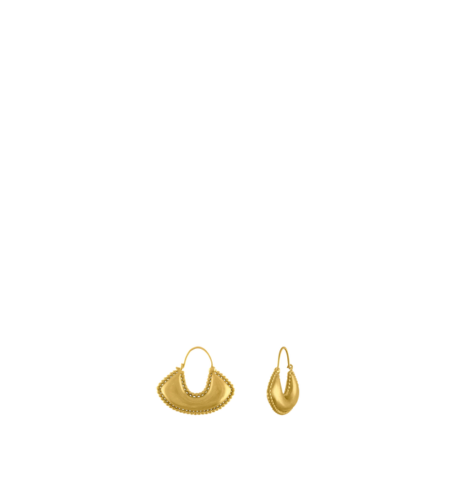 Image 1 of 1 - GOLD - PROUNIS Large Granulated Boat-Shaped Hoop Earrings featuring 22K gold. 29mm x 25mm. Hirshleifers offers a range of pieces from this collection in-store. For personal consultation and detailed information about jewelry, please contact our dedicated stylist team at personalshopping@hirshleifers.com. This item may be restricted for online purchase to international clients. For assistance purchasing this item please contact our dedicated stylist team at personalshopping@hirshleifers.com.