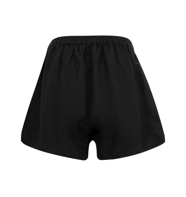 Image 5 of 6 - BLACK - DEIJI STUDIOS 03 Set featuring an oversized box fit linen shirt with wide arms and a front pocket designed to sit mid rise, the loose fitting boxer style shorts have a faux button down fly and an elastic waist for extra comfort. 100% GOTS certified organic, OEKO-TEX 100 certified and EU certified stone washed french linen.