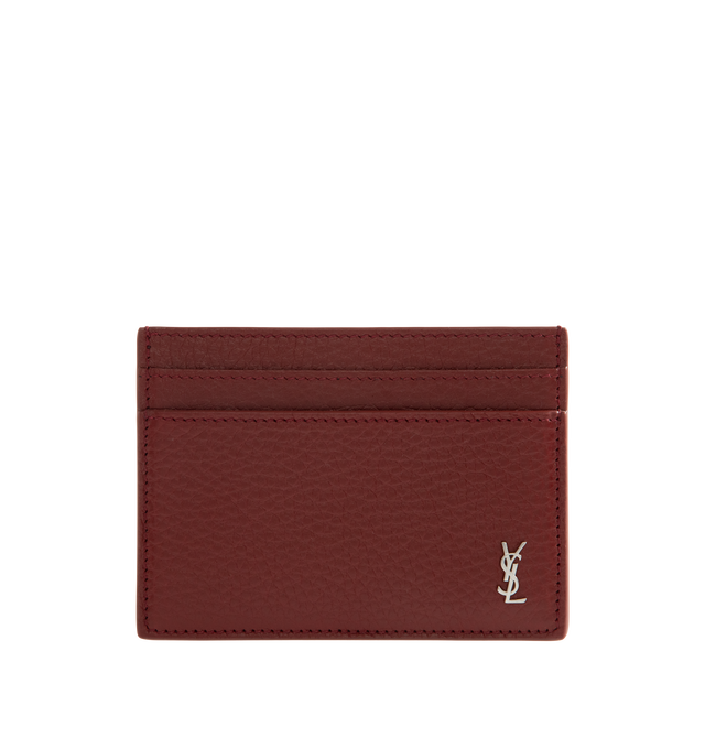 Image 1 of 3 - RED - Saint Laurent Mens Card Holder is crafted from leather. Features multiple card slots and gold-tone hardware. Dimensions: 10.5 7.5 cm. Main Material: Leather; Hardware: Gold-Tone Metal. Made in Italy.