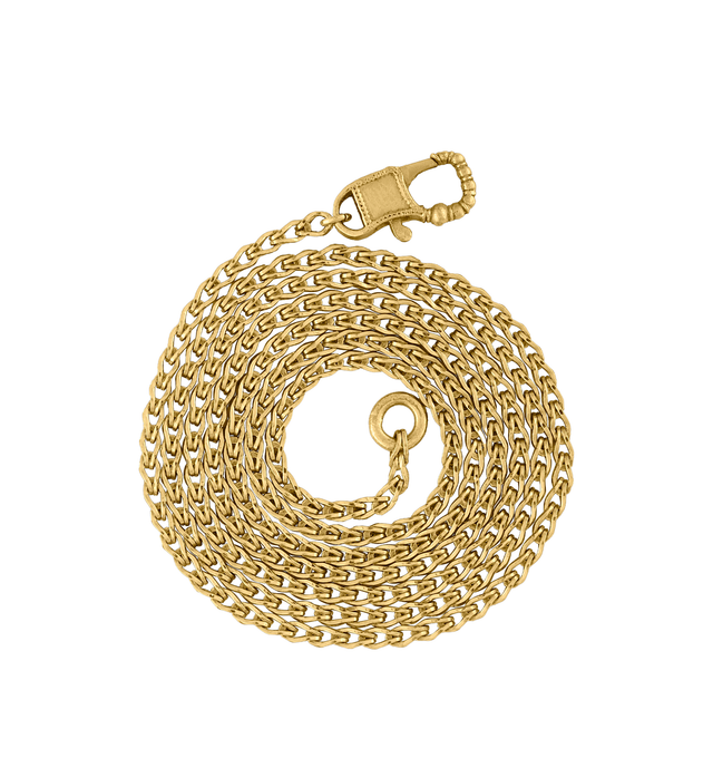 Image 2 of 2 - GOLD - Prounis Small Solo Loop-in-Loop Chain Necklace is handcrafted from 22K yellow gold and features single woven links joined by a Mycenae-inspired fibula clasp. Chain Width: 1.6 mm. Available in 16", 18", and 20" lengths. Handmade in New York. For personal consultation and detailed information about jewelry, please contact our dedicated stylist team at personalshopping@hirshleifers.com.This item may be restricted for online purchase to international clients. For assistance purchasing t