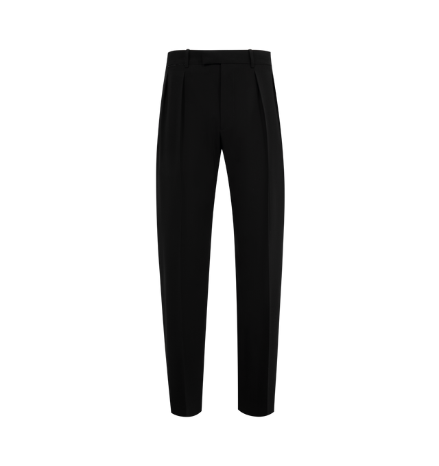 Image 1 of 3 - BLACK - THE ROW Mikeno Pants featuring compact wool with a relaxed silhouette, regular rise, double-pleated front, front and back welt pockets and full length. Wool. Made in Italy.