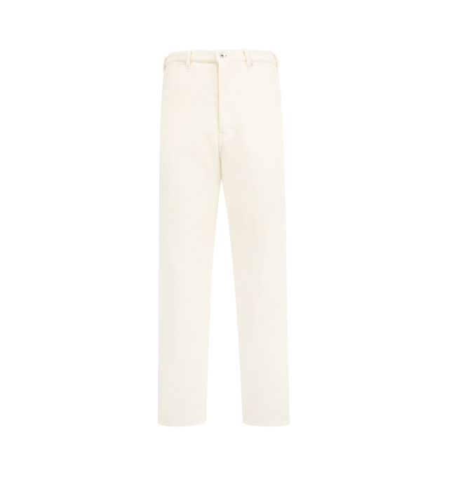 Image 1 of 3 - WHITE - AURALEE Homespun Tweed Painter Pants featuring 5 pocket style, button zip closure, wide-leg and hammer loops along the sides. 100% wool.