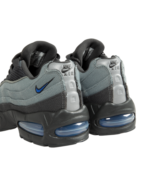 Image 3 of 5 - GREY - Nike Men's Air Max 95 Big Bubble Sneaker featuring textile and synthetic leather, visible Max Air cushioning, flex grooves in the midsole and outsole, foam midsole and rubber outsole.