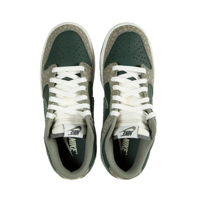 Image 5 of 5 - GREEN - NIKE Dunk Low Retro Premium featuring padded, low-cut collar, aged upper, foam midsole and rubber outsole with classic hoops pivot circle.