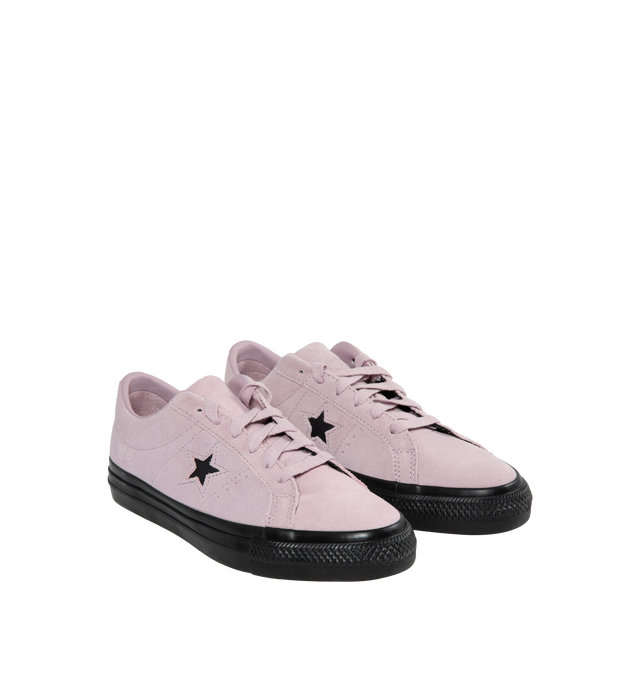 Image 3 of 10 - PINK - CONVERSE One Star Pro Suede Skate Shoes featuring reinforced stitching throughout, leather One Star logo on sidewalls and strip at the heel, lightly padded leather-lined collar with soft textile lined interior, cushioned insole, Converse traction rubber outsole and Converse logo details throughout. 