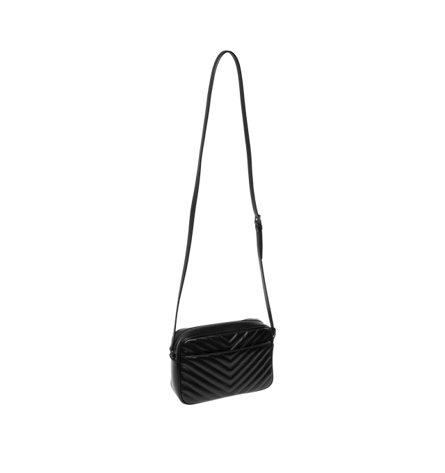 Image 2 of 3 - BLACK - SAINT LAURENT Lou camera bag featuring silver hardware. Dimensions: 9 X 6.2 X 2.3 inches. 100% leather. Made in Italy.  