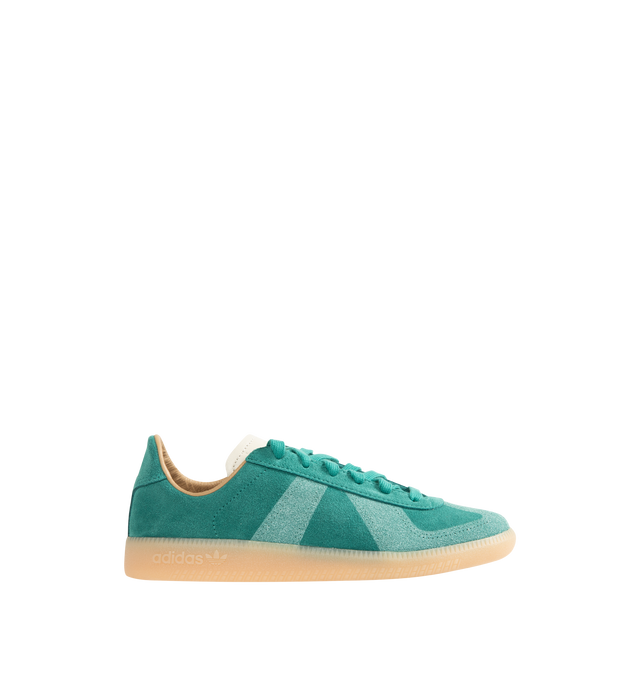 Image 1 of 5 - GREEN - Adidas Mens BW Army Decon Shoes are crafted from leather with premium suede overlays. Features a regular fit, lace-up closure, leather sockliner, rubber outsole, and Trefoil and adidas logo detailing on the tongue, sockliner, and tooling. Upper: Leather with Suede Overlays; Sockliner: Leather; Outsole: Rubber. Made in Vietnam.