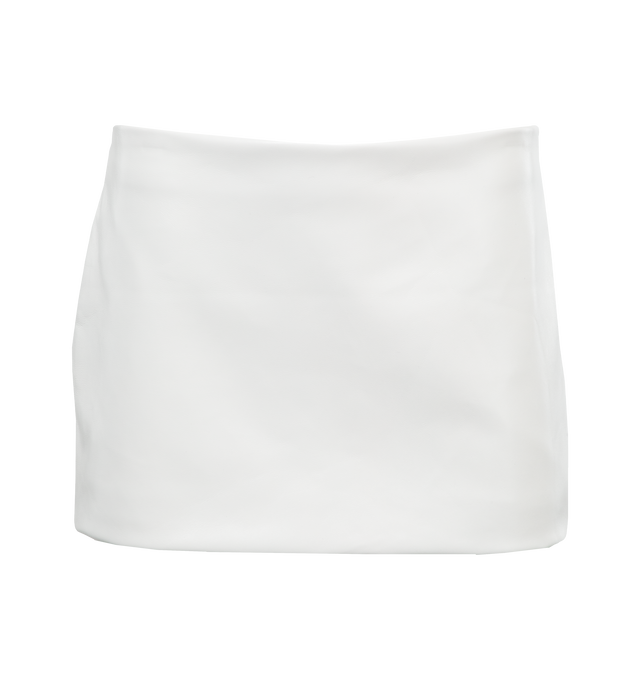 Image 1 of 3 - WHITE - KHAITE minimal miniskirt in glossy Italian lambskin finished with a concealed side zipper closure. 100% lambskin lined in 100% silk. 