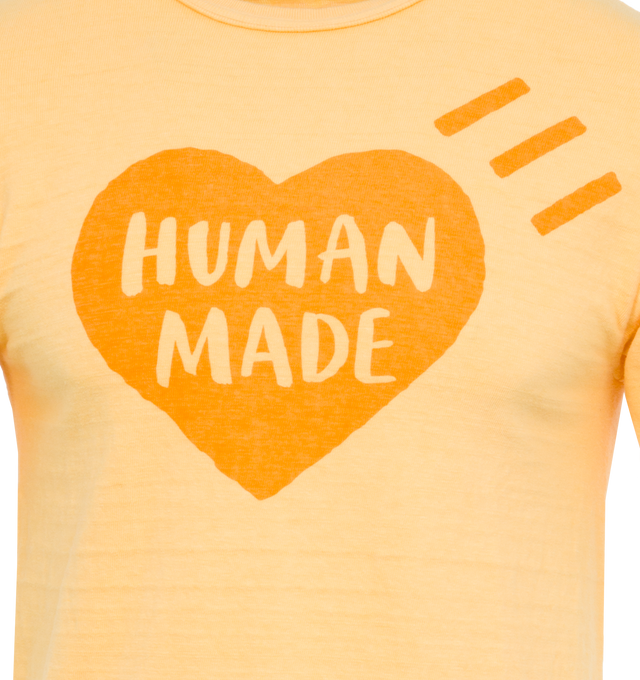 Image 2 of 2 - ORANGE - HUMAN MADE Color T-Shirt featuring short sleeves, ribbed crewneck and screen printed graphic on front. 100% cotton.  