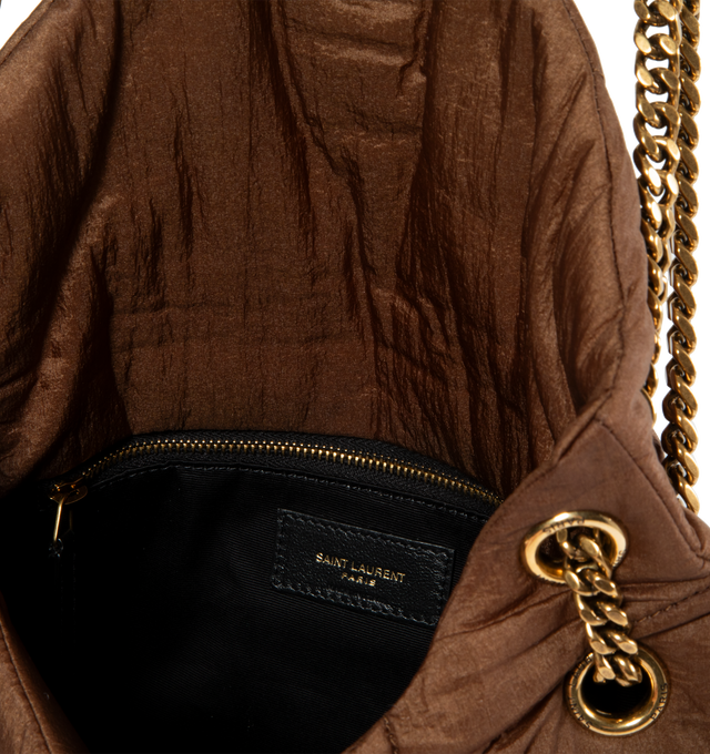 SMALL PUFFER IN QUILTED NYLON AND LEATHER
