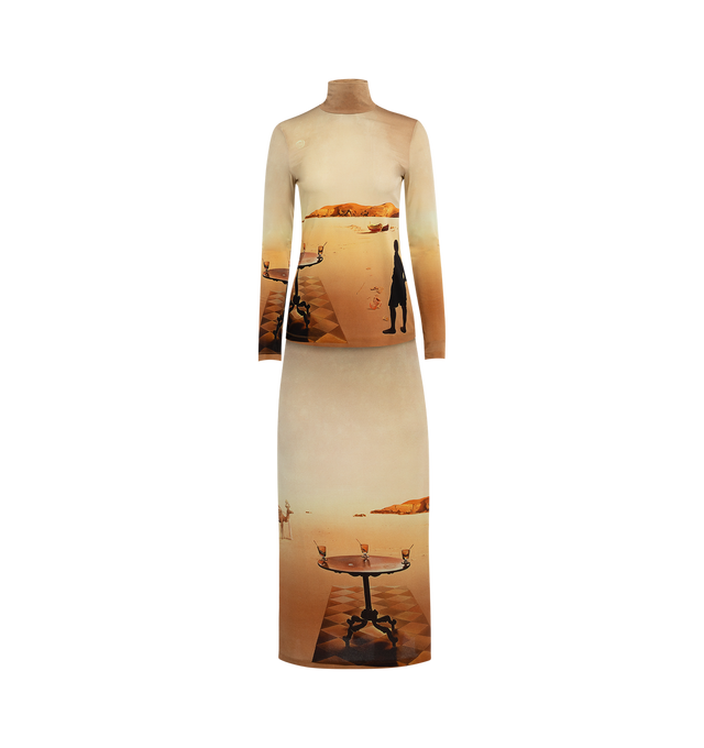 LONG FITTED PRINTED SKIRT (WOMENS)