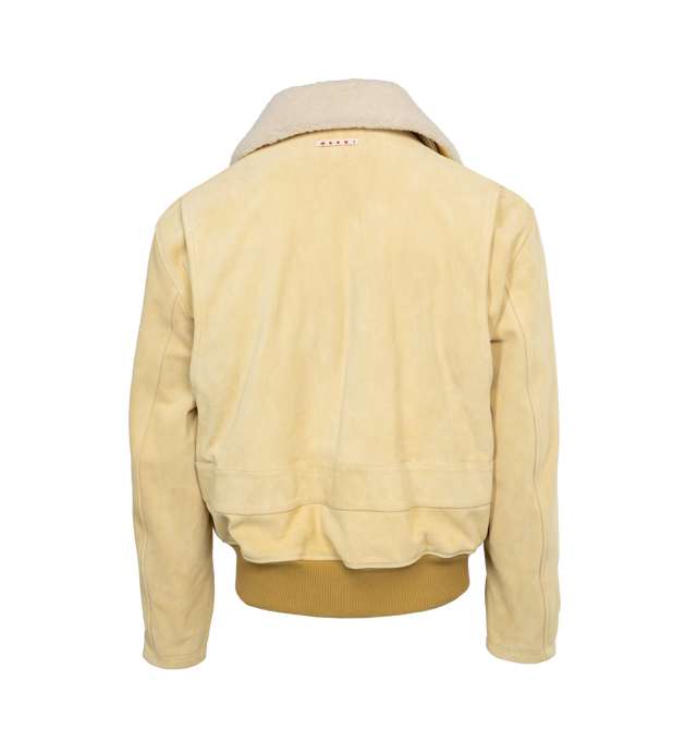 Image 2 of 5 - YELLOW - MARNI Bomber Jacket featuring ribbed collar and hem, two flap fron pockets, zip front closure and patch logo on back.  