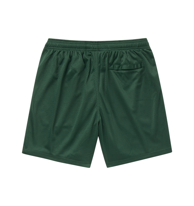 Image 2 of 3 - GREEN - ONE OF THESE DAYS Mustang Athletics Mesh Drawstring Shorts featuring soft mesh, elastic waist with internal drawcord and side-seam pockets. 100% polyester.