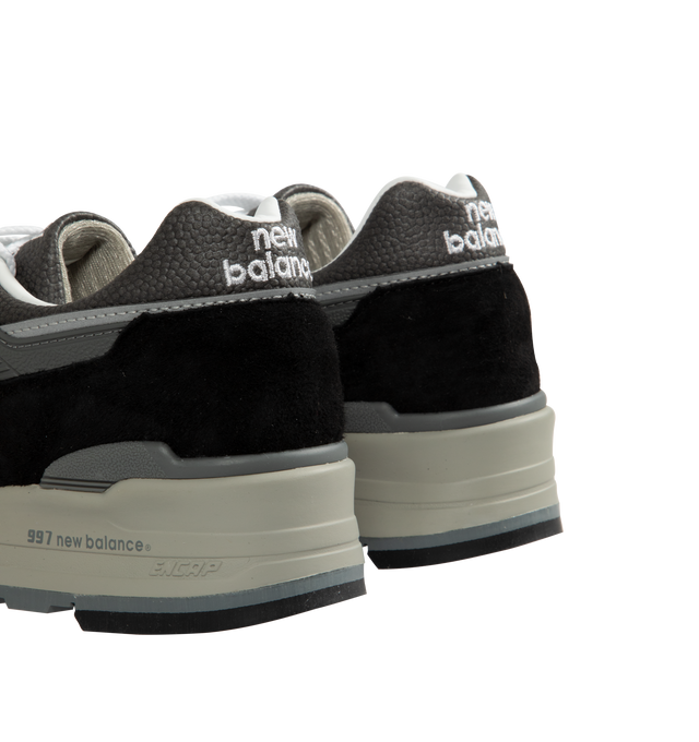 Image 3 of 5 - BLACK - NEW BALANCE 997 Core Sneaker featuring leather and textile uppers, lightweight EVA midsole, synthetic rubber soles, lace up closure and branding throughout.