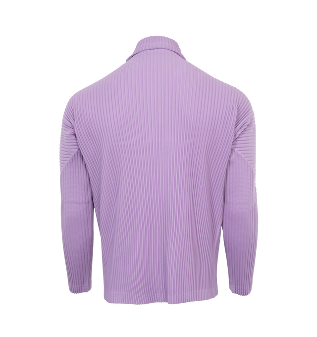 Image 2 of 3 - PURPLE - ISSEY MIYAKE COLOR PLEATS SHIRT featuring pleats, straight fit, long sleeves, and a high neck. 100% polyester. 