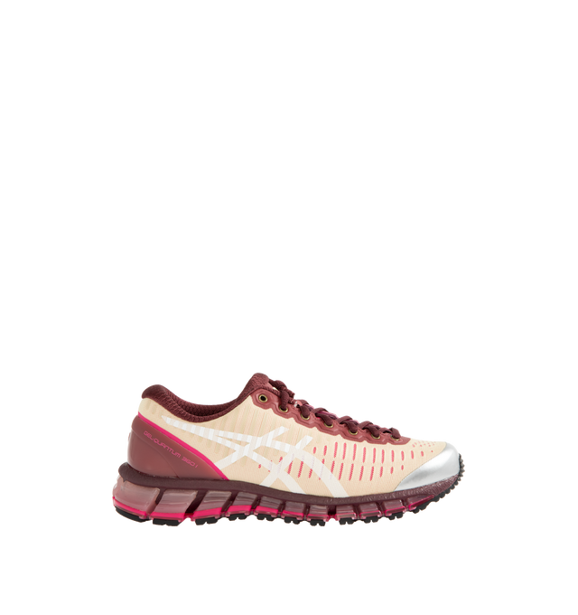 Image 1 of 5 - RED - ASICS Above the Clouds Gel-Quantum 360 Sneaker featuring TRUSSTIC support, rubber outsole grip, logo on the side, FF BLAST PLUS Foam, lace-up closure, MOIS TECT mesh upper, 360 GEL Midsole and rubber outsole.