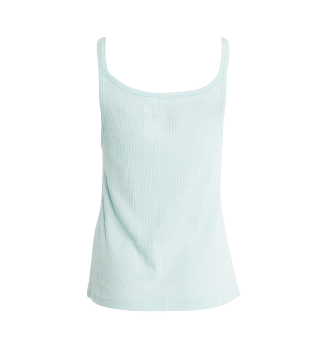 Image 2 of 3 - BLUE - BODE Berkshires Tank featuring watercolor mountain graphic, scoop neck and sleeveless. 50% cotton, 50% polyester. 
