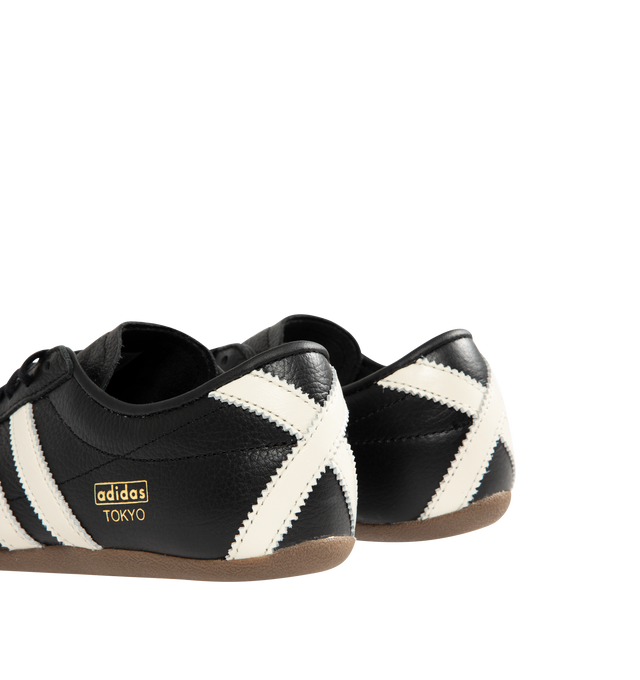 Image 3 of 5 - BLACK - ADIDAS Tokyo Sneaker featuring low-profile, minimal design, quilting on the toes, 3-stripes, regular fit, lace closure, leather upper, soft feel, synthetic lining and rubber outsole.