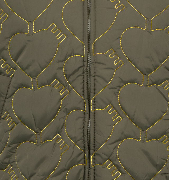 Image 3 of 3 - GREEN - HUMAN MADE  Jacket with heart quilting allover, featuring contrast-color stitching and padded quilting for warmth. SHELL: 100% NYLON / LINING: 100% POLYESTER / PADDING: 100% POLYESTER. 