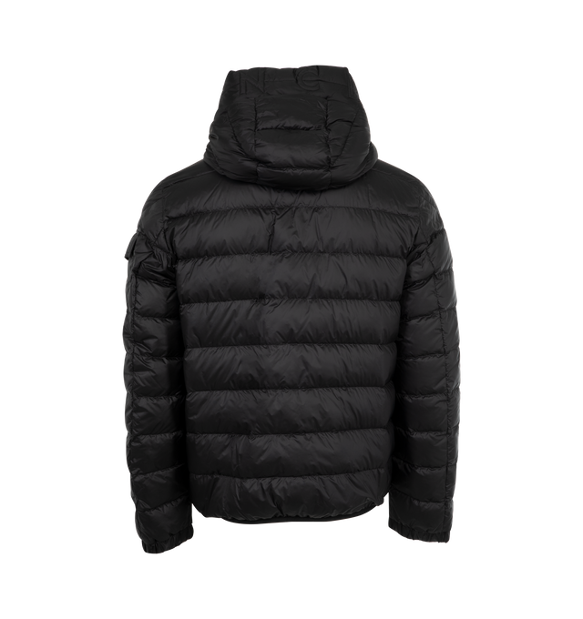 Image 2 of 3 - BLACK - MONCLER Najan Hooded Short Down Jacket featuring longue saison lining, down-filled, hood, zipper closure, zipped pockets, sleeve pocket with snap button closure, adjustable cuffs and quilted logo. 100% polyamide/nylon. Padding: 90% down, 10% feather.