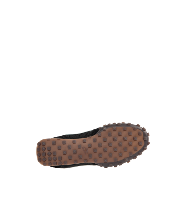 Image 4 of 5 - BLACK - NIKE Waffle Racer Sneaker featuring a moccasin-inspired upper, foam midsole, suede on the upper and rubber Waffle outsole.