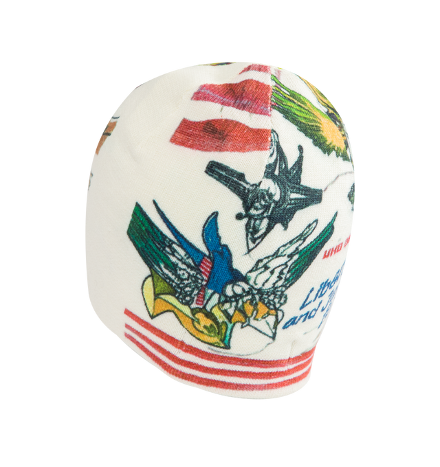 Image 2 of 2 - MULTI - WHO DECIDES WAR Americana Knit Hat featuring original printed artwork. 100% cotton.