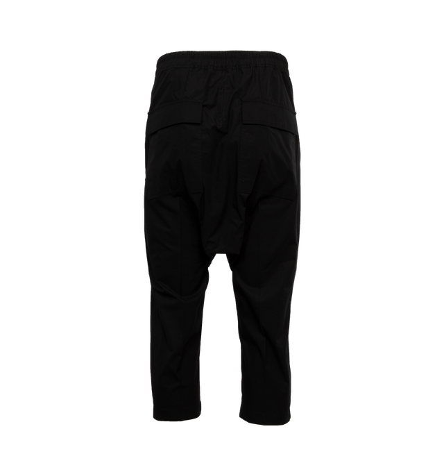 Image 2 of 4 - BLACK - RICK OWENS Drawstring Crop Pants featuring elastic drawstring waist, cropped hem, side slit pockets and back flap pockets. 53% viscose, 47% acetate. 