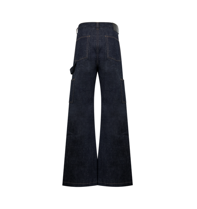 Image 2 of 3 - BLUE - DARK SHADOW Strobe Double Knee Jeans featuring wide fit, layered knee patched, 6 pockets, button fly, tool pocket, hammer loop, logo patch on waistband and belt loops. 100% cotton.
