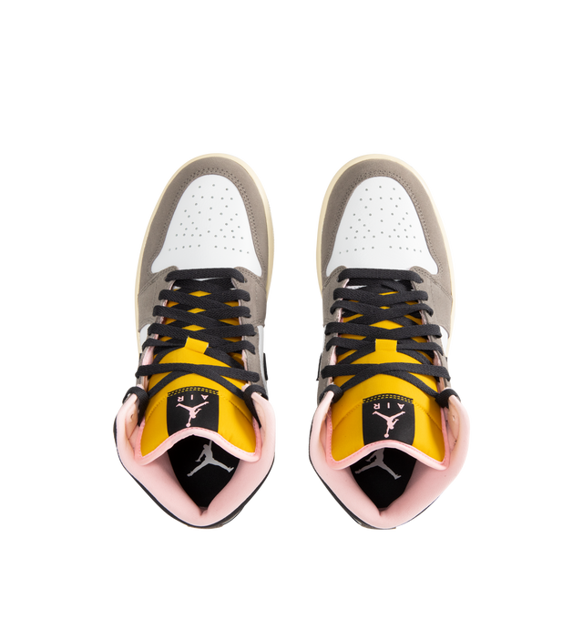Image 5 of 5 - GREY - JORDAN Air Jordan 1 Mid SE Sneaker featuring genuine leather in the upper, Nike Air technology, soft foam midsole, rubber outsole, Jumpman on the tongue and wings logo on the collar.