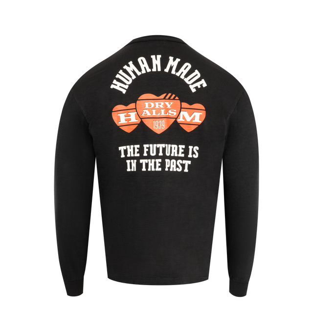 Image 2 of 2 - BLACK - HUMAN MADE Graphic T-Shirt featuring long sleeves, regular fit, ribbed crewneck, cuffs and hem, graphic print on the back and logo embroidery on the chest. 100% cotton.