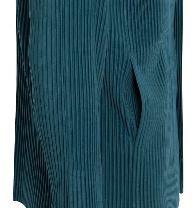 Image 3 of 3 - BLUE - ISSEY MIYAKE TAILORED PLEATS 2 JACKET features a one-button closure and side pockets. 100% polyester. 