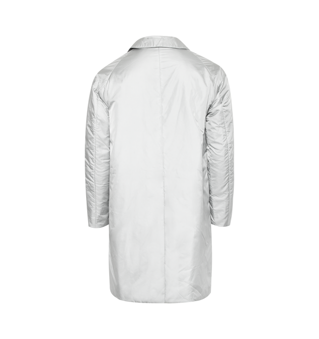 Image 2 of 2 - SILVER - ASPESI Impermiable Tin Jacket featuring patch pockets, long length, collar and button up front.  