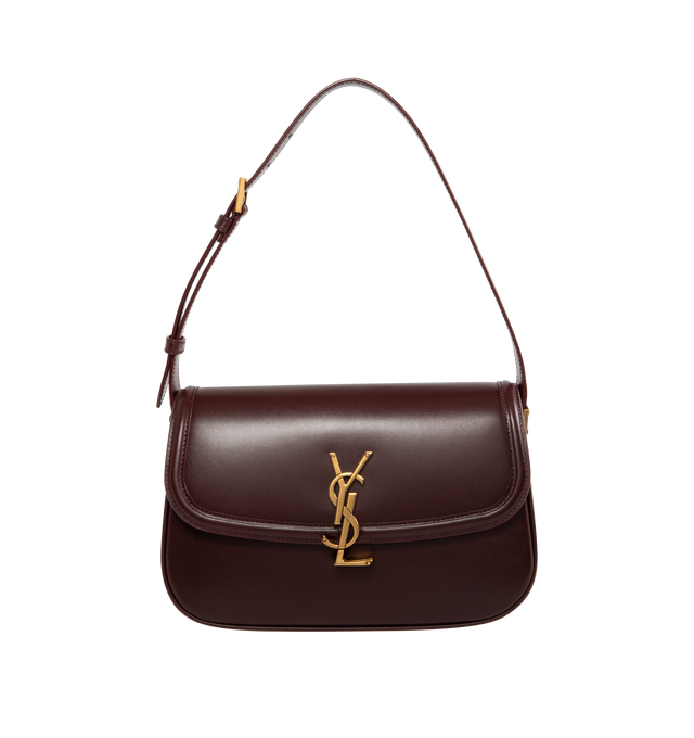 Image 1 of 3 - RED - SAINT LAURENT Solferino Medium Bag in box leather with a cassandre closure, fully lined in leather, rounded lines, adjustable strap for shoulder wear, suede lining, bronze-toned hardware and sliding clasp closure. 9.6" x 5.9" x 3.3". Strap drop: 8". Lambskin. Made in Italy.