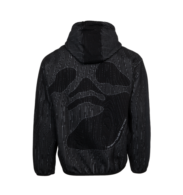 Image 2 of 4 - BLACK - NIKE X OFF-WHITE ENGINEERED HOODIE features a heavyweight jacquard-knit that is breathable and warm with bungee adjusters on the hood and bold co-branded graphics that elevate the finish on the front.  