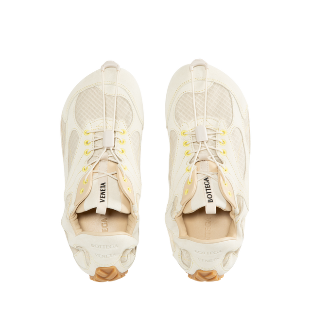 Image 5 of 5 - WHITE - BOTTEGA VENETA Orbit Flash Sneaker featuring suede and nylon sneaker with leather trims, drawstring closure and an elasticated back. Calfskin, polyester. Lining: lambskin.