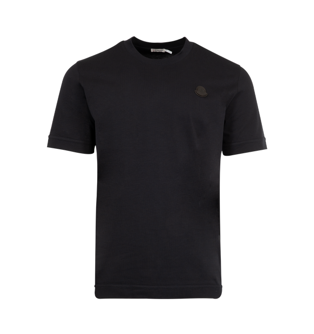 Image 1 of 2 - NAVY - MONCLER T-Shirt featuring cotton jersey, crew neck, short sleeves and silicone logo patch. 100% cotton.