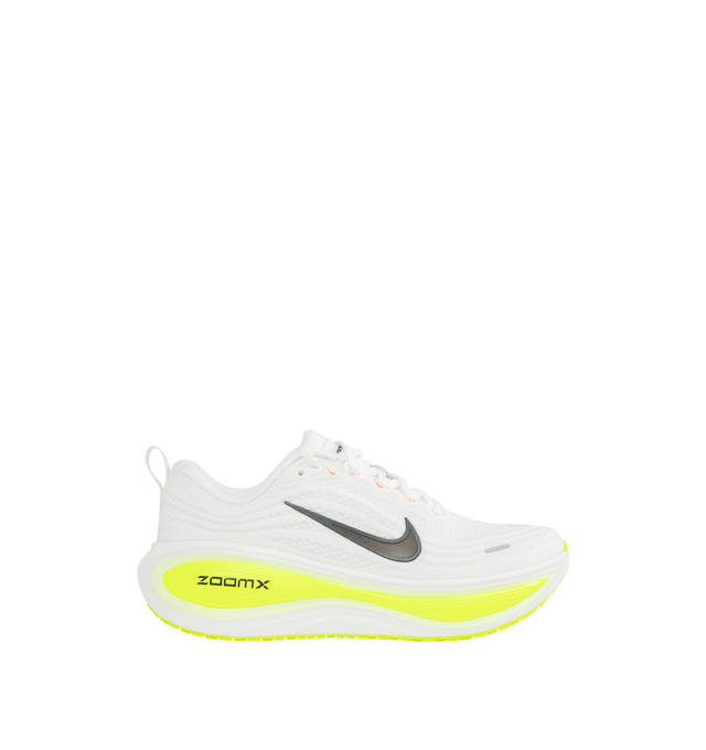 Image 1 of 5 - WHITE - NIKE Vomero Plus Sneaker featuring full-length ZoomX foam, engineered mesh upper, ZoomX foam midsole, soft upper, high-abrasion rubber outsole, webbed lace loops for an adjustable fit and reflective design details.