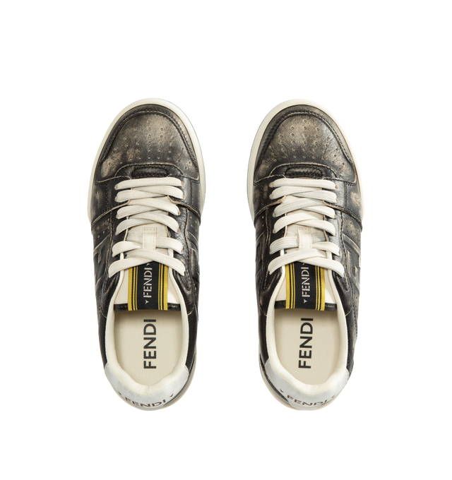 Image 5 of 5 - BROWN - Fendi Women's Match Slip-On Leather Sneakers are crafted from calfskin with a signature FF motif along the sides. Designed for easy wear, this slip-on silhouette is finished with laces and a rubber sole with a bumper. Main Material: 100% Calfskin. Made in Italy.