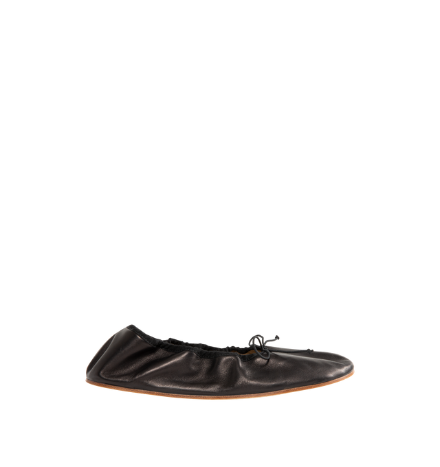 Image 1 of 4 - BLACK - The Row Classic ballet flat in smooth nappa leather with grosgrain piping, adjustable elastic tie, and flexible leather sole. 100% Lambskin Leather with leather sole. Made in Italy.