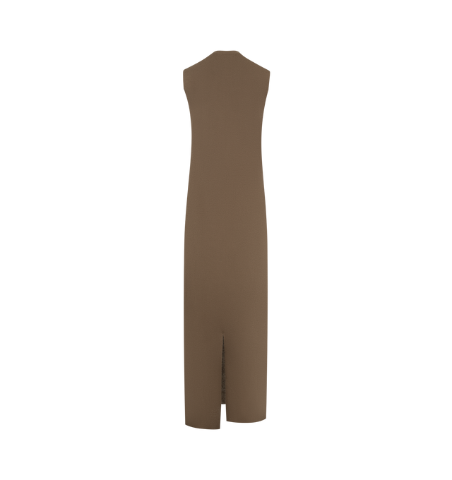 Image 2 of 2 - BROWN - THE ROW Oiva Dress featuring ankle-length column dress in silk jersey with straight fit, crew neckline and center back hem vent. 100% silk. Made in Italy.