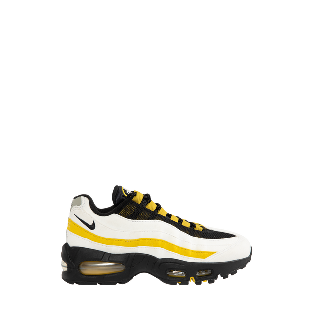 Image 1 of 5 - YELLOW - NIKE Air Max 95 OG Sneaker featuring synthetic leather and textiles, visible Max Air cushioning, flex grooves in the midsole and outsole, foam midsole and rubber outsole.