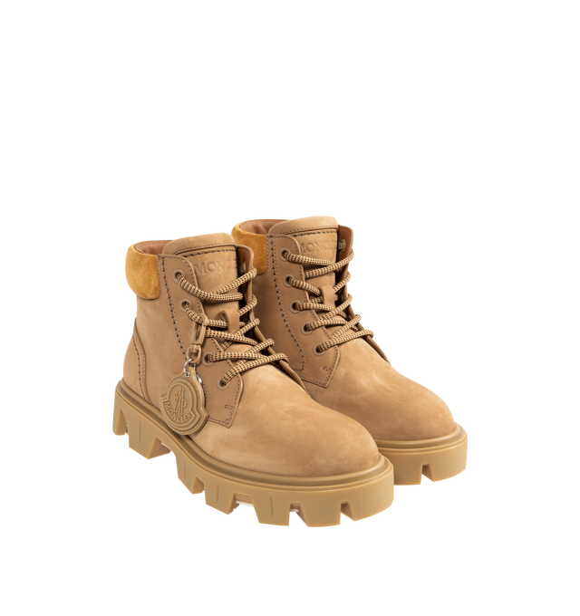 Image 2 of 4 - BROWN - MONCLER Peak City Nubuck & Suede Lace-Up Boots featuring nubuck and suede upper, leather and mesh lining, lace-up, TPU spoiler, EVA midsole and leather sole. Calf height 13.5 cm. Sole height 4 cm.