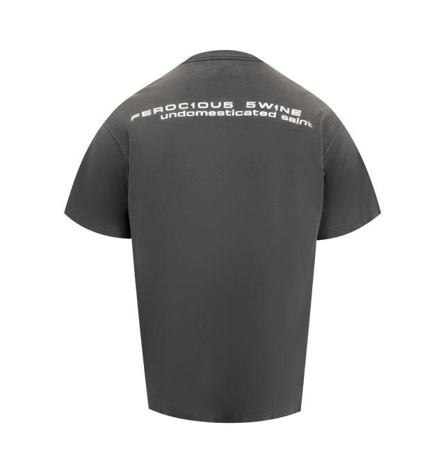 Image 2 of 2 - BLACK - SAINT MICHAEL Alien Tee featuring crew neck, short sleeves, relaxed fit and graphic print on front. 100% cotton.