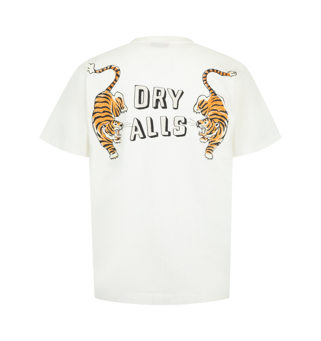 Image 2 of 2 - WHITE - Human Made Men's Graphic T-Shirt is crafted from dry-feel cotton and features a logo print at the front and a hand-painted style tiger graphic at the back. Designed with a binder crewneck, short sleeves, and a clean black finish, this graphic tee.