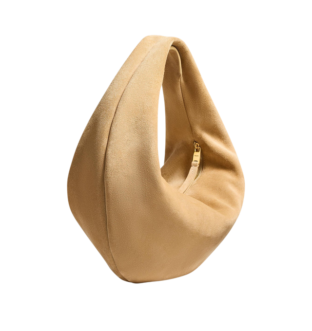 Image 2 of 3 - NEUTRAL - Khaite Olivia slouchy zip-top hobo bag in velvety suede. With integrated strap to wear over the shoulder or carry by hand. Signature hardware at zipper pull. Suede (100% kid leather). Made in Italy.