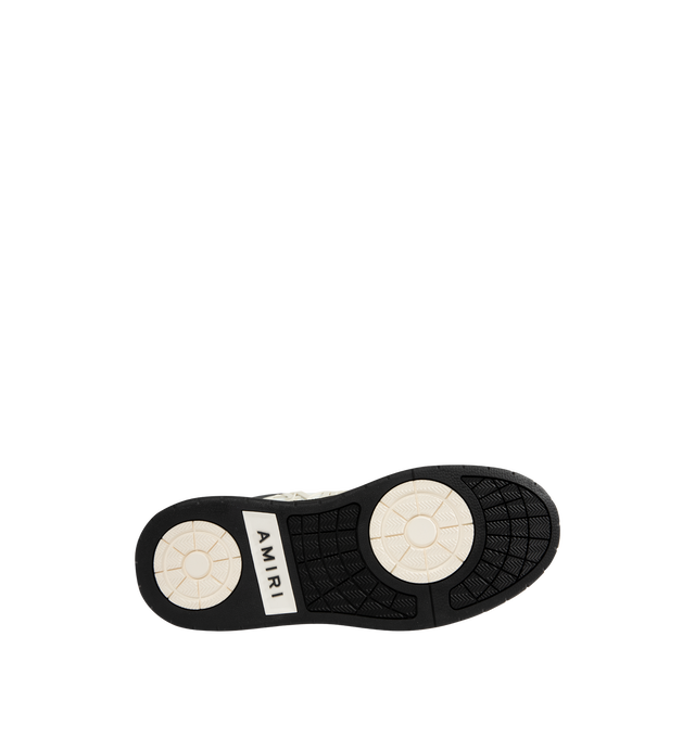 Image 4 of 5 - BLACK - Amiri Men's Classic Low Sneaker is a lace-up style crafted on a rubber sole with leather upper and central panels of molded rubber mesh framing the AMIRI staggered logo. Made in Vietnam. Upper: Leather. Sole: Rubber.