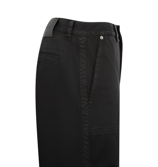 Image 3 of 3 - BLACK - LOEWE Cargo Trousers featuring relaxed fit, regular length, mid waist, straight leg, slash pockets, two cargo pockets, rear welt pockets and LOEWE embossed leather patch placed at the back. Cotton. Made in Italy.