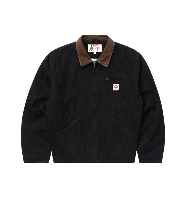 Image 1 of 5 - BLACK - ONE OF THESE DAYS Prairie Cotton Canvas Jacket featuring front zip closure, spread collar, adjustable snap cuffs, chest zip pocket, front welt pockets, adjustable snap side tabs and stretch lining. 100% cotton.
